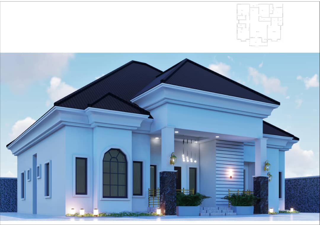 4 Bedroom Bungalow Architectural Design Plan in Warri